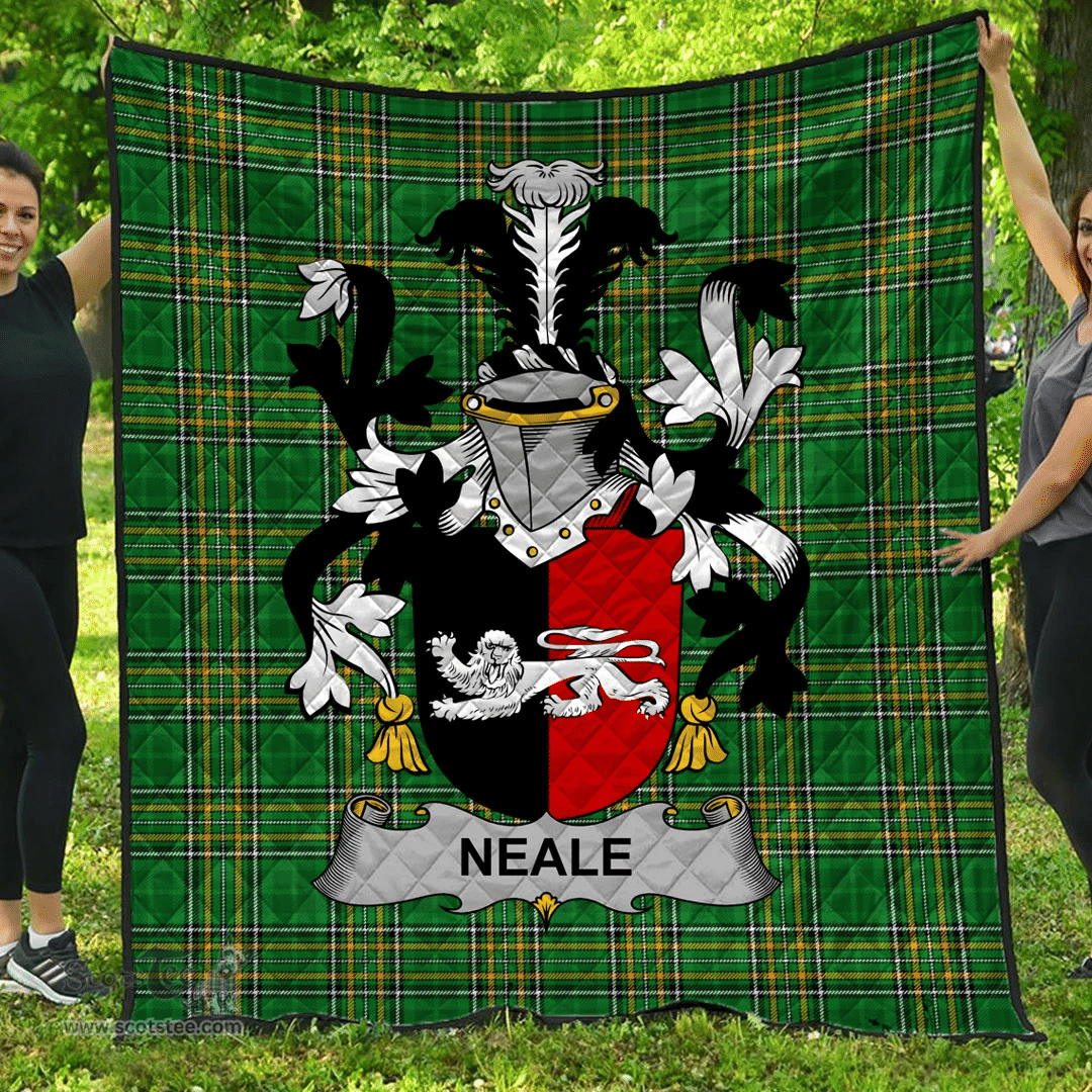 Scottish Neale Irish Coat of Arms Family Crest Quilt Irish National Tartan Irish County Quilts
