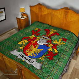 Scottish Graves Or Greaves Irish Coat of Arms Family Crest Quilt Irish National Tartan Irish County Quilts