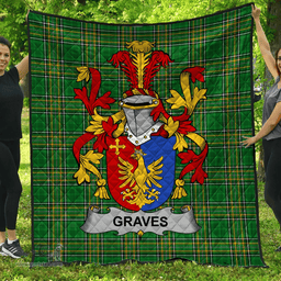 Scottish Graves Or Greaves Irish Coat of Arms Family Crest Quilt Irish National Tartan Irish County Quilts