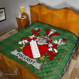 Scottish Folliott Irish Coat of Arms Family Crest Quilt Irish National Tartan Irish County Quilts