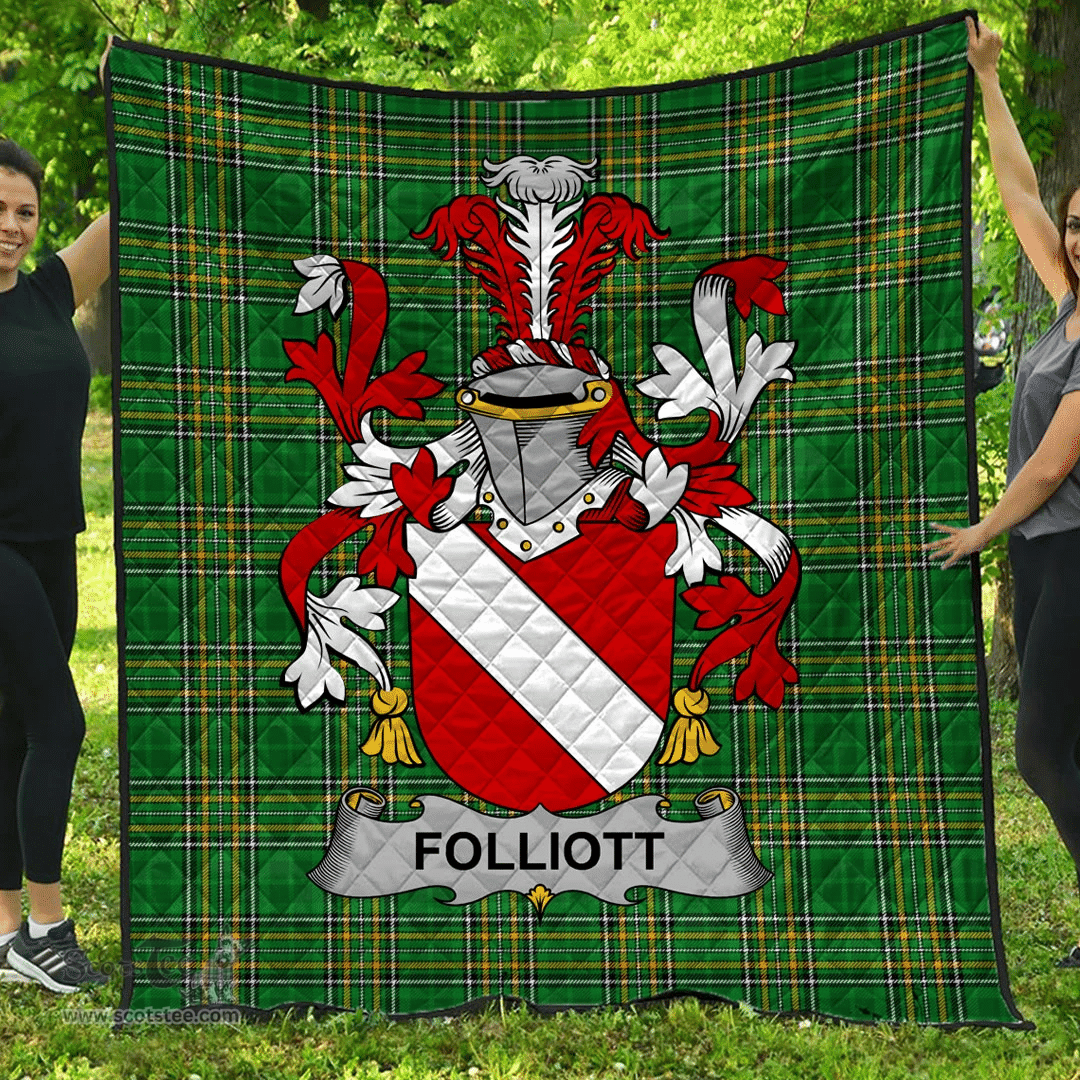 Scottish Folliott Irish Coat of Arms Family Crest Quilt Irish National Tartan Irish County Quilts