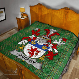 Scottish Haugher Or O'Haffey Irish Coat of Arms Family Crest Quilt Irish National Tartan Irish County Quilts