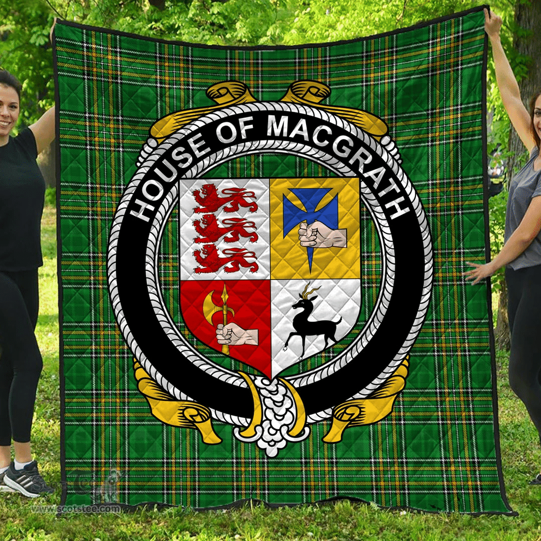 Scottish House Of Macgrath Irish Coat of Arms Family Crest Quilt Irish National Tartan Irish County Quilts