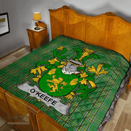 Scottish Keefe Or O'Keefe Irish Coat of Arms Family Crest Quilt Irish National Tartan Irish County Quilts