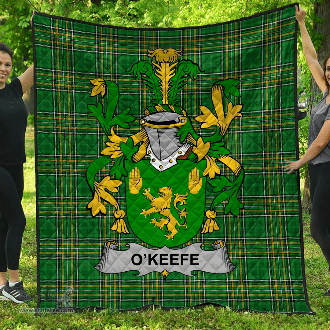 Scottish Keefe Or O'Keefe Irish Coat of Arms Family Crest Quilt Irish National Tartan Irish County Quilts