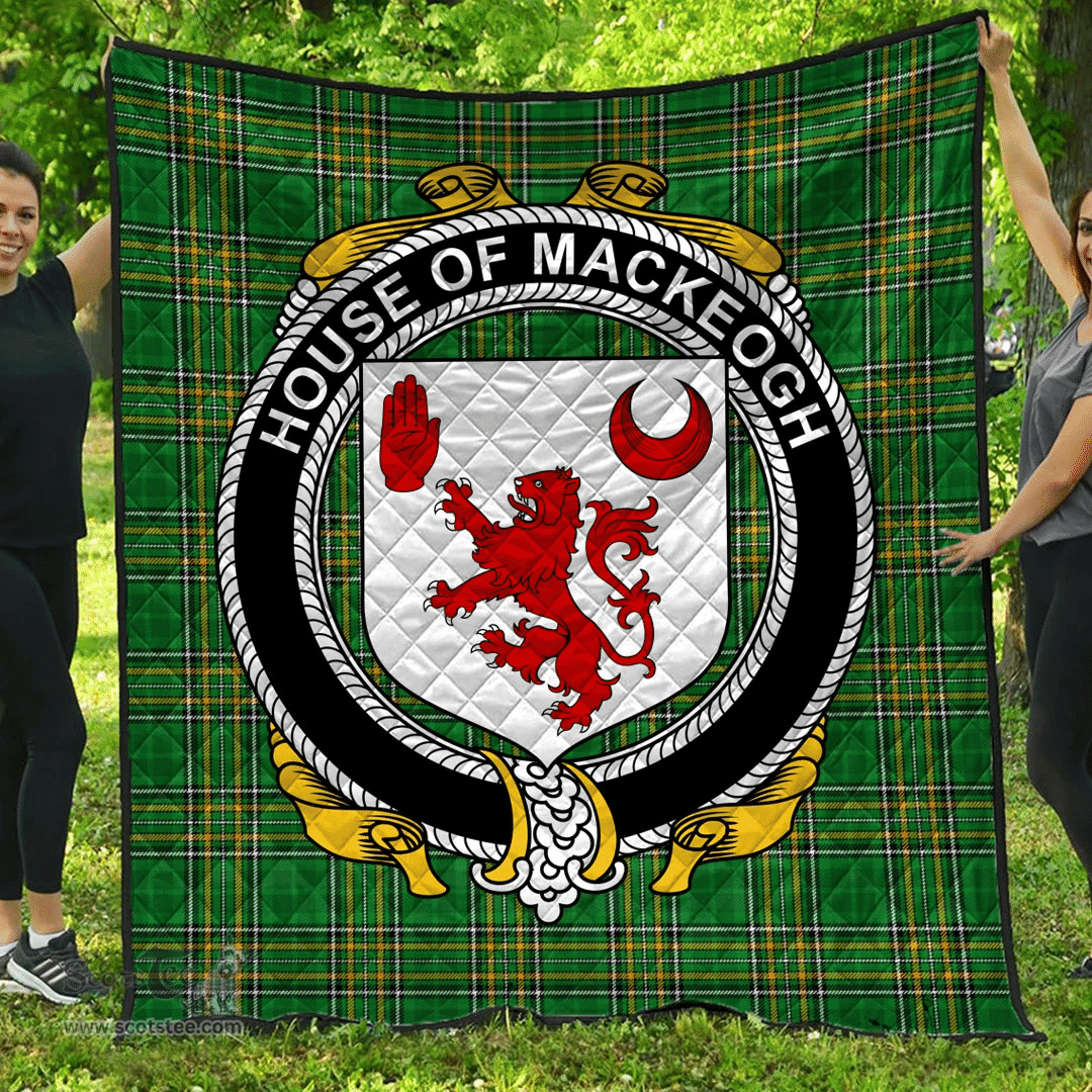 Scottish House Of Mackeogh Irish Coat of Arms Family Crest Quilt Irish National Tartan Irish County Quilts