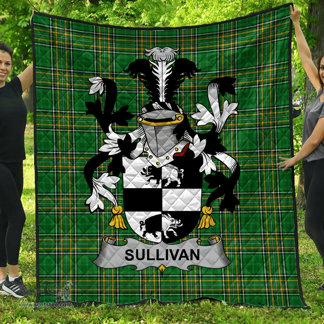 Scottish Sullivan Or O'Sullivan Irish Coat of Arms Family Crest Quilt Irish National Tartan Irish County Quilts