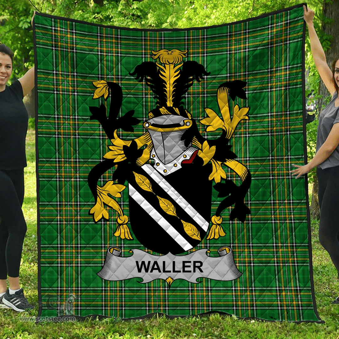 Scottish Waller Irish Coat of Arms Family Crest Quilt Irish National Tartan Irish County Quilts