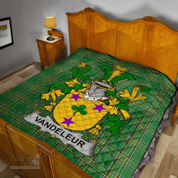 Scottish Vandeleur Irish Coat of Arms Family Crest Quilt Irish National Tartan Irish County Quilts