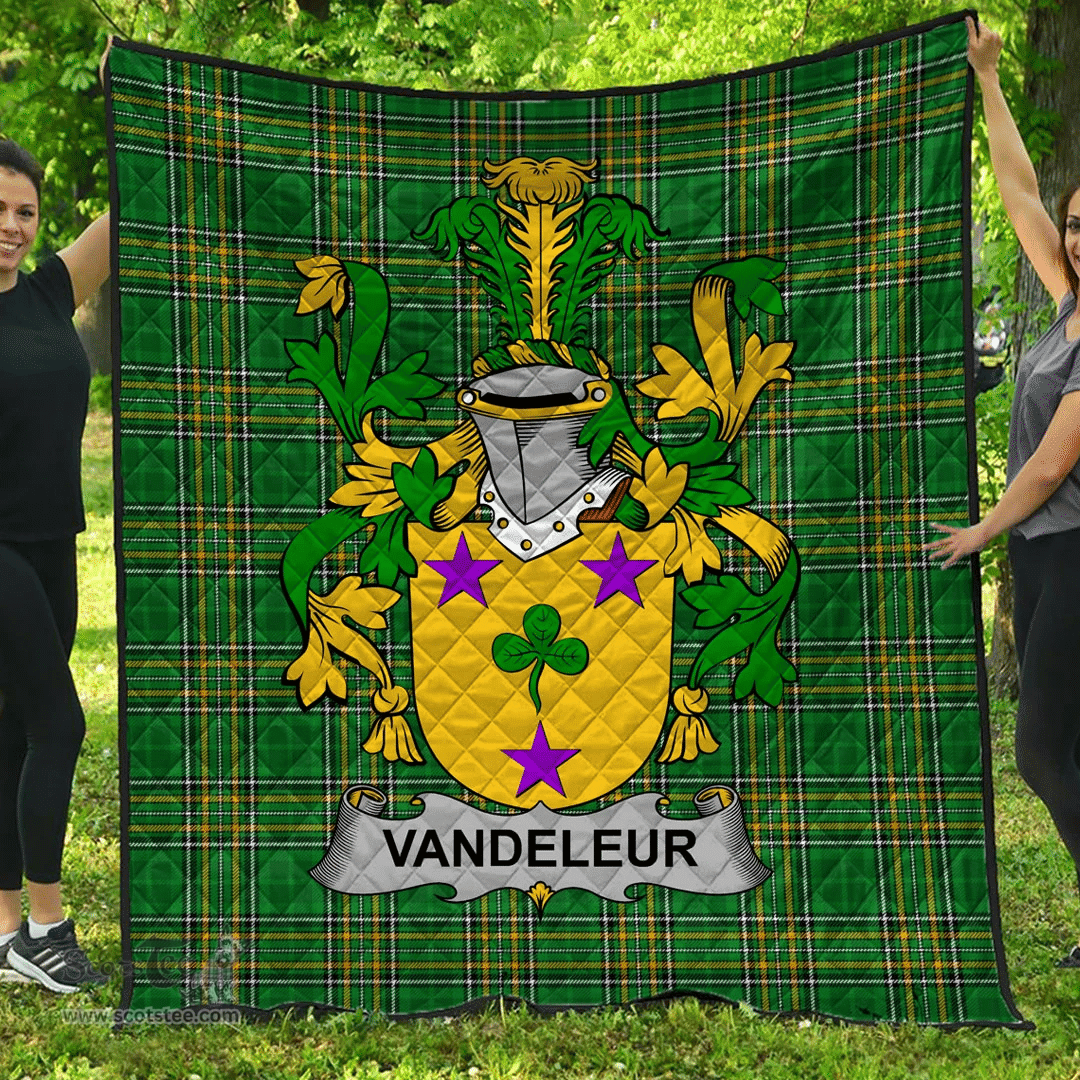 Scottish Vandeleur Irish Coat of Arms Family Crest Quilt Irish National Tartan Irish County Quilts