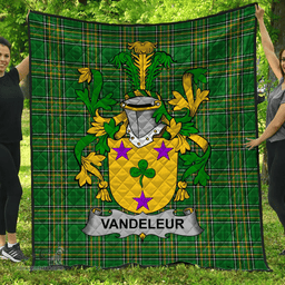 Scottish Vandeleur Irish Coat of Arms Family Crest Quilt Irish National Tartan Irish County Quilts