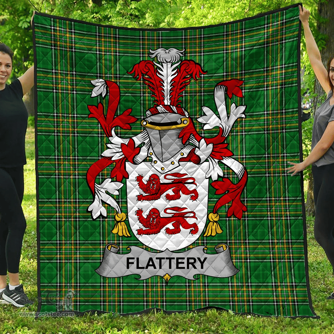 Scottish Flattery Or O'Flattery Irish Coat of Arms Family Crest Quilt Irish National Tartan Irish County Quilts