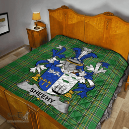 Scottish Sheehy Or Mcsheehy Irish Coat of Arms Family Crest Quilt Irish National Tartan Irish County Quilts