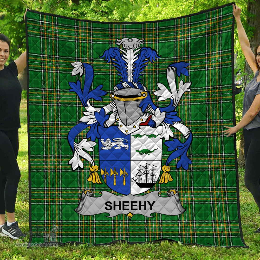 Scottish Sheehy Or Mcsheehy Irish Coat of Arms Family Crest Quilt Irish National Tartan Irish County Quilts