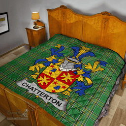 Scottish Chatterton Irish Coat of Arms Family Crest Quilt Irish National Tartan Irish County Quilts