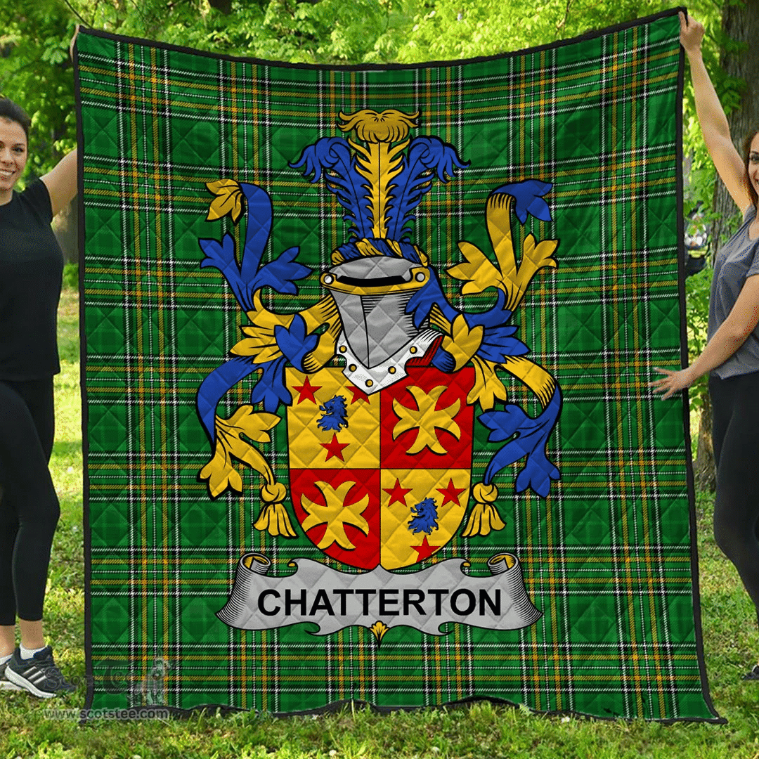 Scottish Chatterton Irish Coat of Arms Family Crest Quilt Irish National Tartan Irish County Quilts