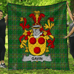 Scottish Gavin Or O'Gavan Irish Coat of Arms Family Crest Quilt Irish National Tartan Irish County Quilts