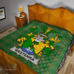 Scottish Westenra Irish Coat of Arms Family Crest Quilt Irish National Tartan Irish County Quilts
