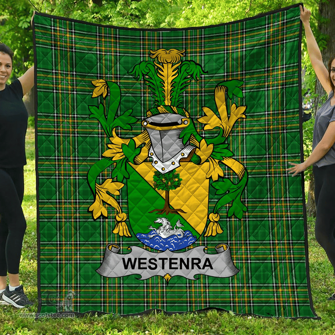 Scottish Westenra Irish Coat of Arms Family Crest Quilt Irish National Tartan Irish County Quilts