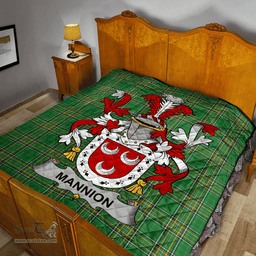 Scottish Mannion Or O'Mannion Irish Coat of Arms Family Crest Quilt Irish National Tartan Irish County Quilts