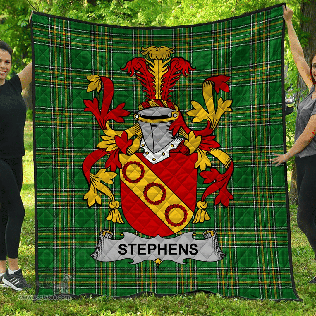 Scottish Stephens Irish Coat of Arms Family Crest Quilt Irish National Tartan Irish County Quilts