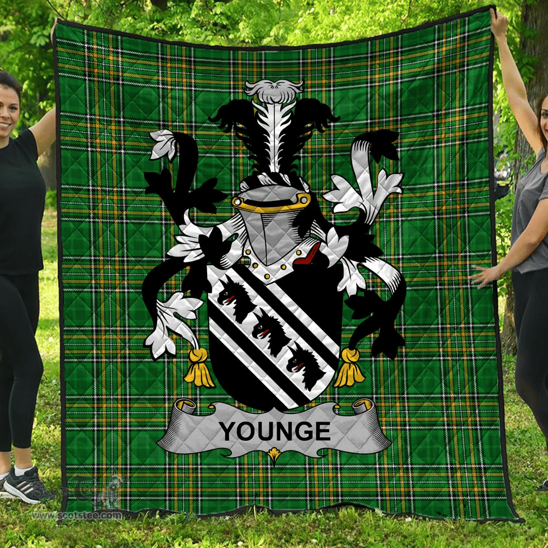 Scottish Younge Irish Coat of Arms Family Crest Quilt Irish National Tartan Irish County Quilts