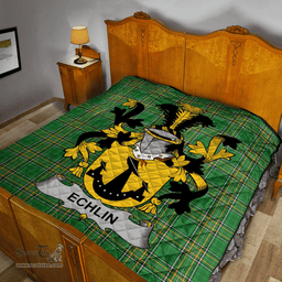 Scottish Echlin Irish Coat of Arms Family Crest Quilt Irish National Tartan Irish County Quilts