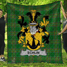 Scottish Echlin Irish Coat of Arms Family Crest Quilt Irish National Tartan Irish County Quilts