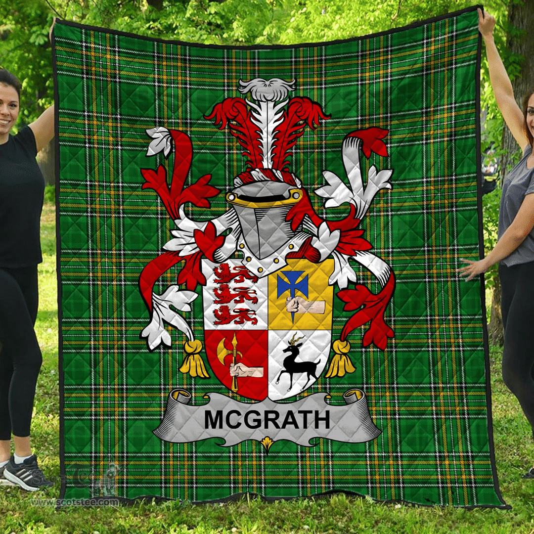 Scottish Mcgrath Or Mcgraw Irish Coat of Arms Family Crest Quilt Irish National Tartan Irish County Quilts
