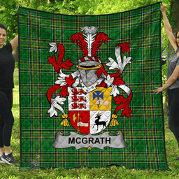 Scottish Mcgrath Or Mcgraw Irish Coat of Arms Family Crest Quilt Irish National Tartan Irish County Quilts