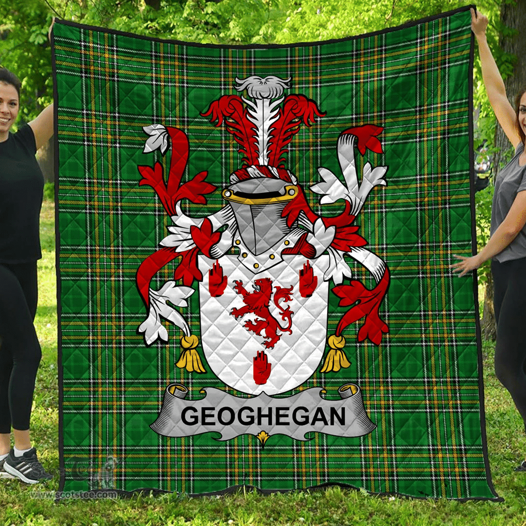 Scottish Geoghegan Or O'Geoghegan Irish Coat of Arms Family Crest Quilt Irish National Tartan Irish County Quilts