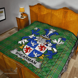 Scottish Shearman Irish Coat of Arms Family Crest Quilt Irish National Tartan Irish County Quilts