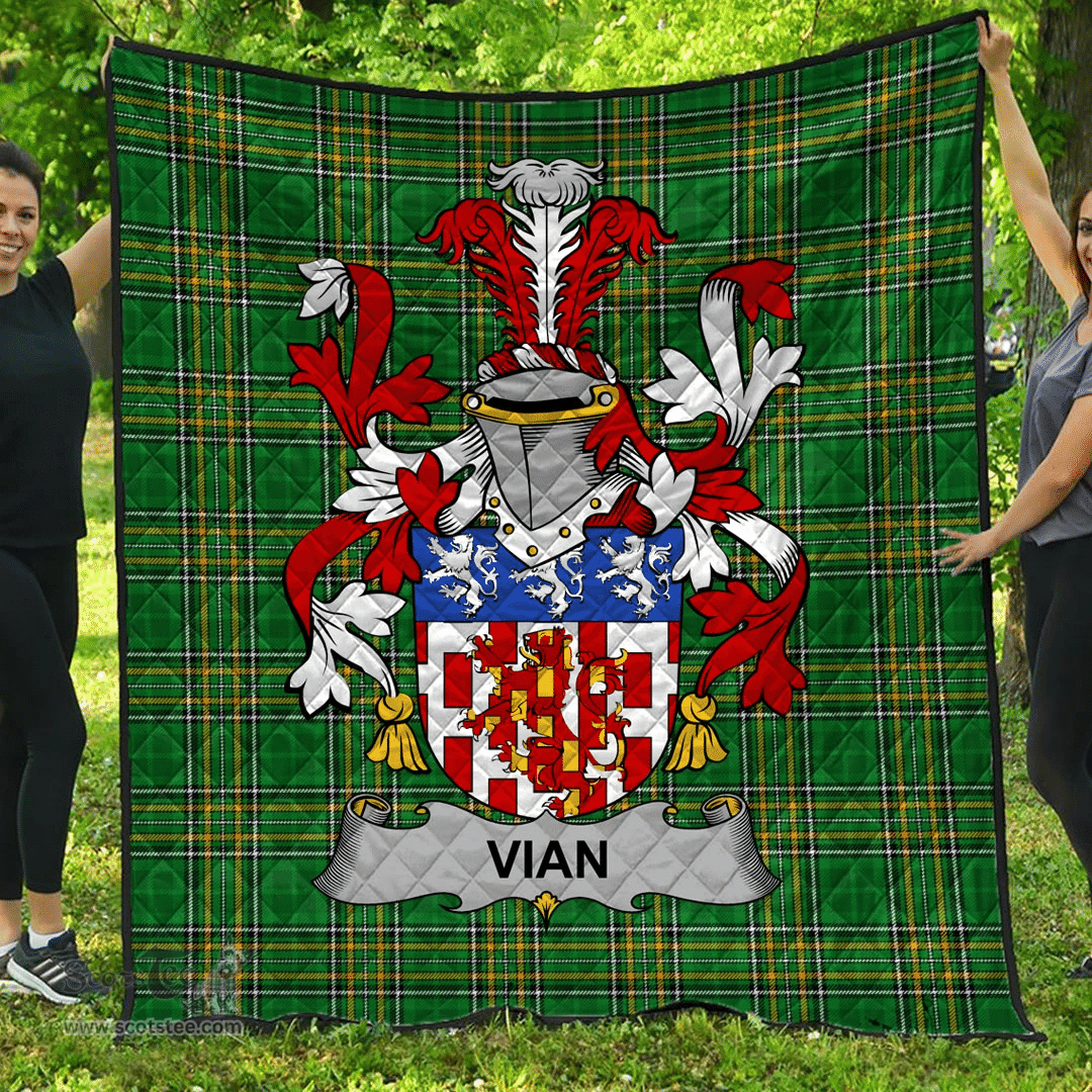 Scottish Vian Irish Coat of Arms Family Crest Quilt Irish National Tartan Irish County Quilts
