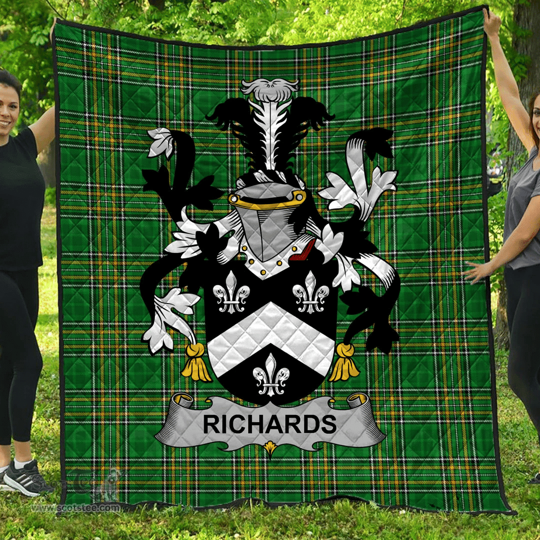 Scottish Richards Irish Coat of Arms Family Crest Quilt Irish National Tartan Irish County Quilts