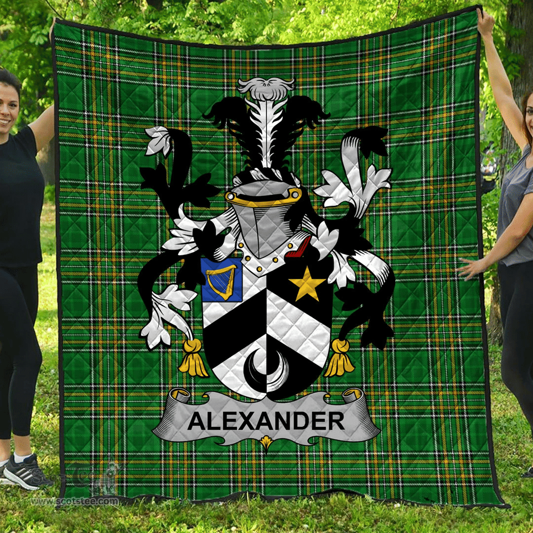 Scottish Alexander Irish Coat of Arms Family Crest Quilt Irish National Tartan Irish County Quilts