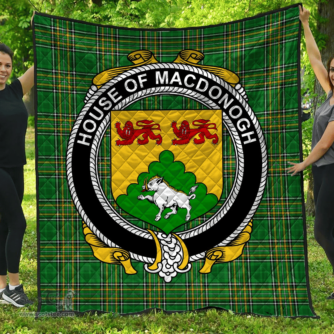 Scottish House Of Macdonogh (Connacht) Irish Coat of Arms Family Crest Quilt Irish National Tartan Irish County Quilts