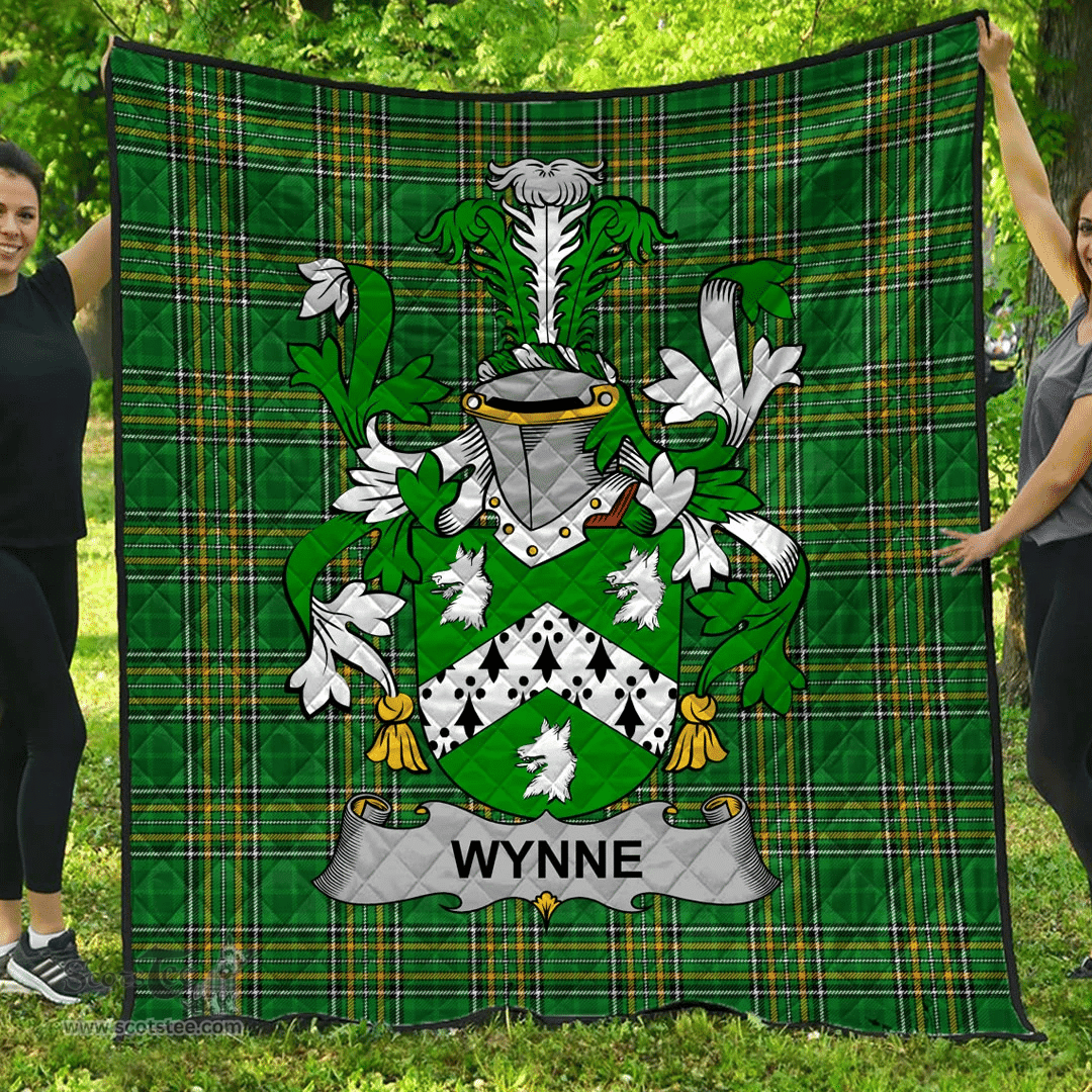 Scottish Wynne Irish Coat of Arms Family Crest Quilt Irish National Tartan Irish County Quilts