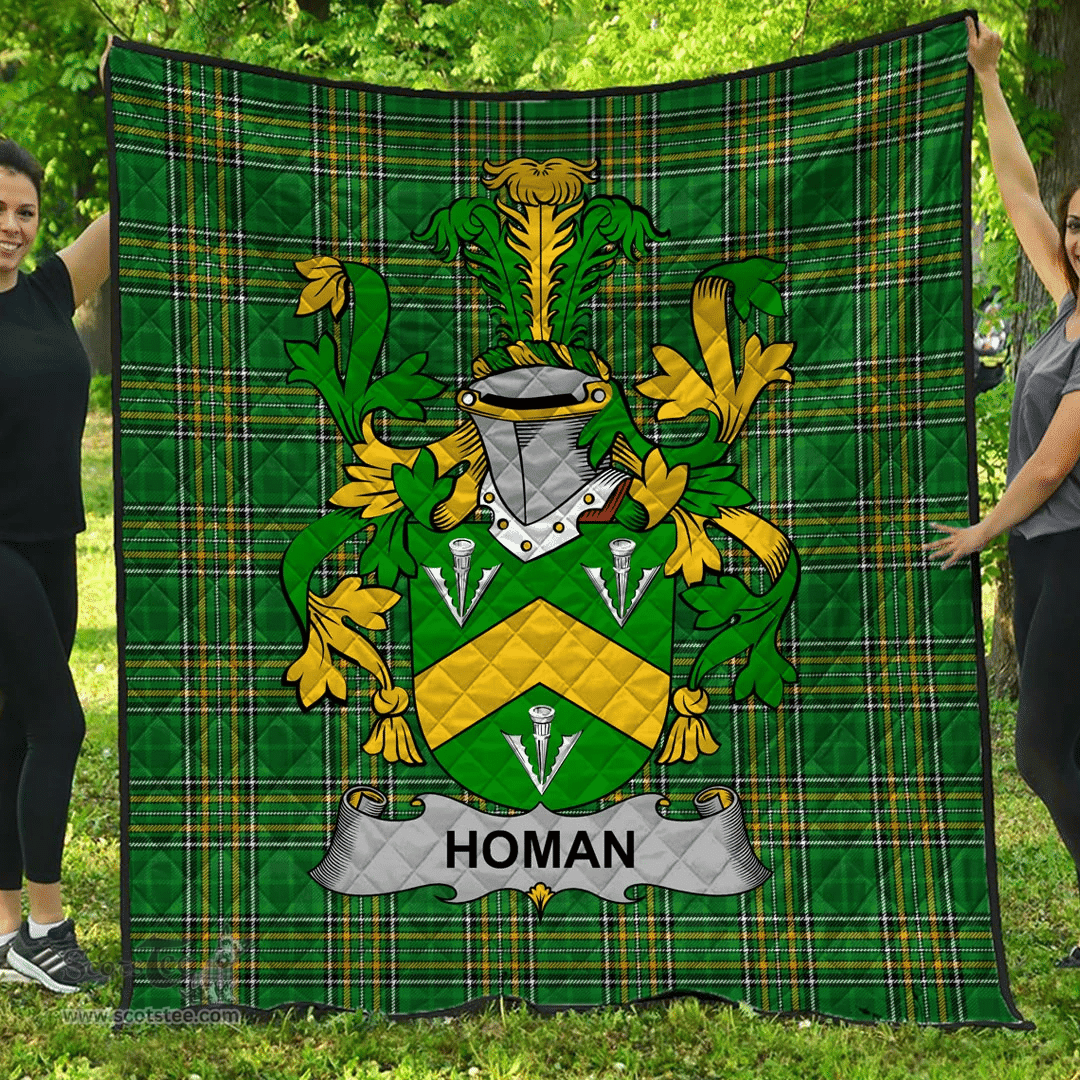 Scottish Homan Or Howman Irish Coat of Arms Family Crest Quilt Irish National Tartan Irish County Quilts