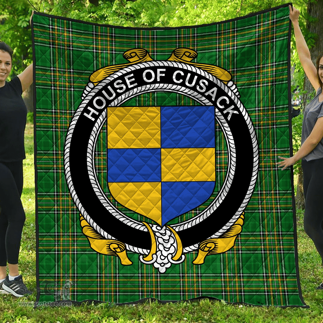 Scottish House Of Cusack Irish Coat of Arms Family Crest Quilt Irish National Tartan Irish County Quilts