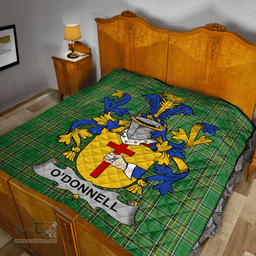 Scottish Donnell Or O'Donnell Irish Coat of Arms Family Crest Quilt Irish National Tartan Irish County Quilts