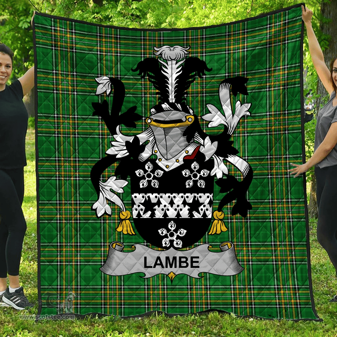 Scottish Lambe Irish Coat of Arms Family Crest Quilt Irish National Tartan Irish County Quilts