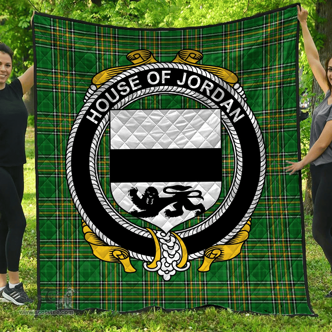 Scottish House Of Jordan Irish Coat of Arms Family Crest Quilt Irish National Tartan Irish County Quilts