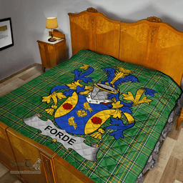 Scottish Forde Or Consnave Irish Coat of Arms Family Crest Quilt Irish National Tartan Irish County Quilts