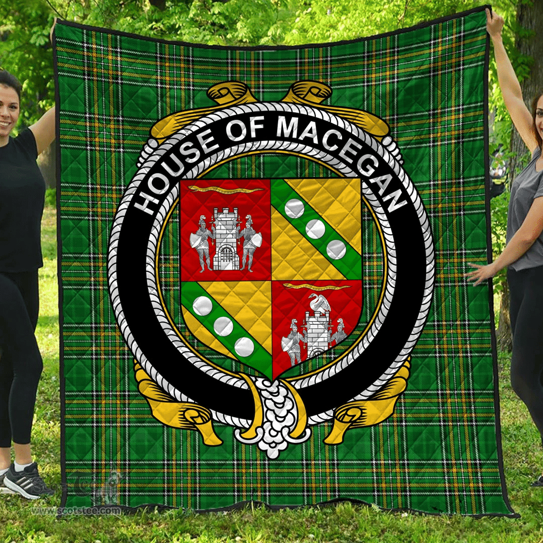 Scottish House Of Macegan Irish Coat of Arms Family Crest Quilt Irish National Tartan Irish County Quilts