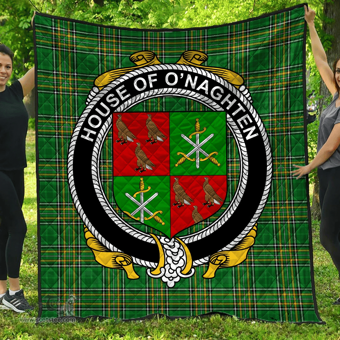 Scottish House Of O'Naghten Irish Coat of Arms Family Crest Quilt Irish National Tartan Irish County Quilts