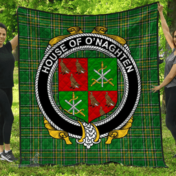 Scottish House Of O'Naghten Irish Coat of Arms Family Crest Quilt Irish National Tartan Irish County Quilts
