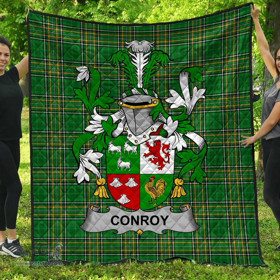 Scottish Conroy Or O'Conry Irish Coat of Arms Family Crest Quilt Irish National Tartan Irish County Quilts