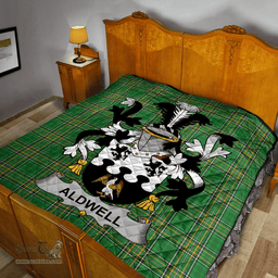 Scottish Aldwell Irish Coat of Arms Family Crest Quilt Irish National Tartan Irish County Quilts