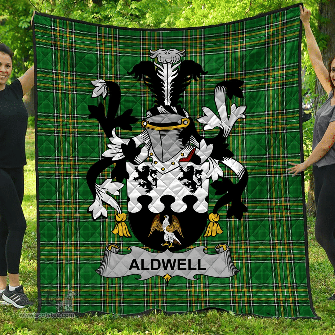 Scottish Aldwell Irish Coat of Arms Family Crest Quilt Irish National Tartan Irish County Quilts