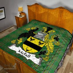 Scottish Mcfall Irish Coat of Arms Family Crest Quilt Irish National Tartan Irish County Quilts